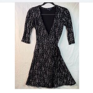 GAP Black Wrap Dress with White Dot Pattern